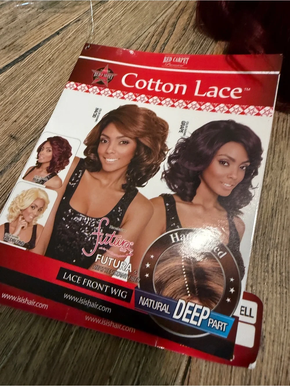 NWT Mane Concept Red Carpet Cotton Lace Front Wig Red Burgundy Curly Futura